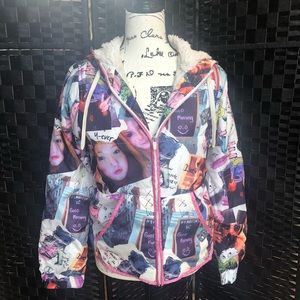 H&M Multicolor Collage Print Jacket Sz 8